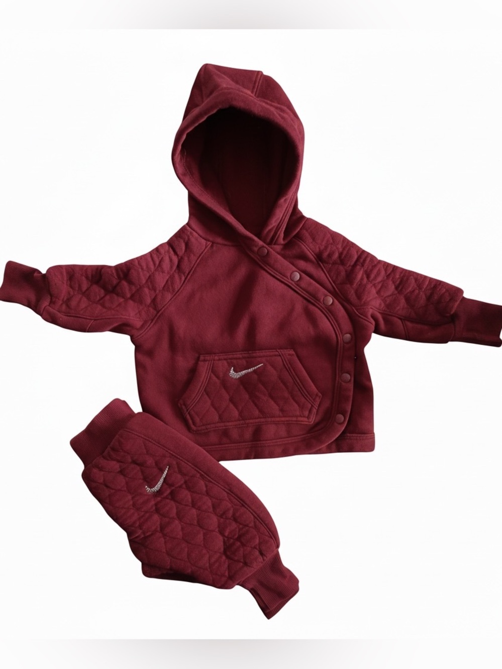 Nike Toddler Quilted Hoodie & Pants Set - Dark Red 6 months - Picture 3 of 3